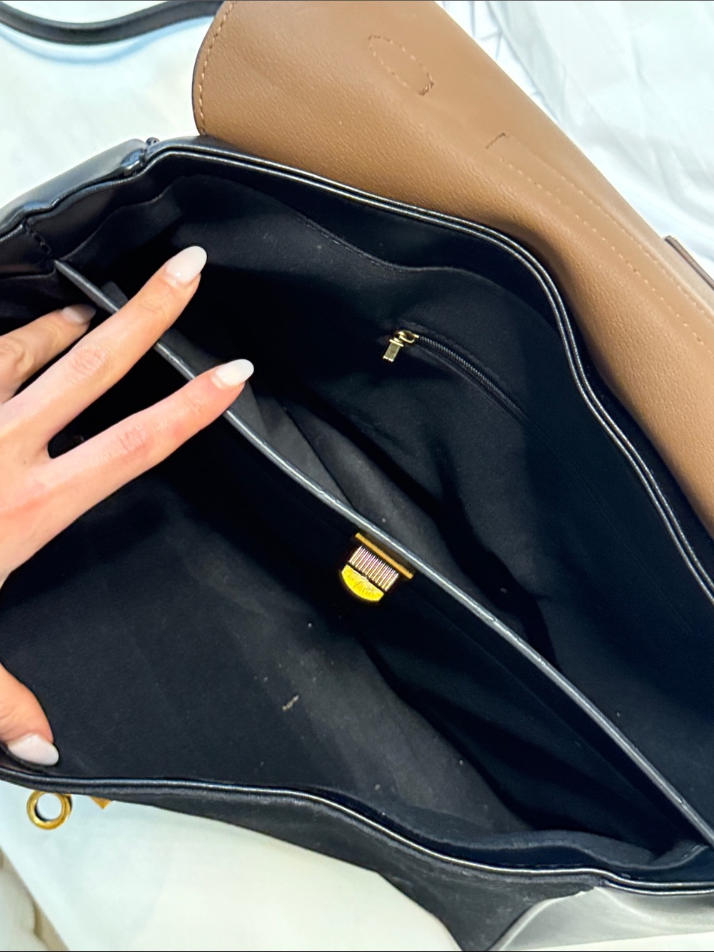 Vintage Black Satchel with Gold Turn-Lock - Picture 6 of 6
